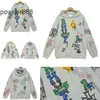Rhude Doodle Hoodie Manager Handmålad graffiti High Street Mens and Womens hoodie Fashion Autumn Winter