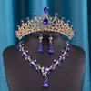 1pc Bride Rhines Crown Tiara New Veil Crown Halskette Set von drei Mädchen Performance Geburtstagsgeschenk Haar Akkomorien 98UA#