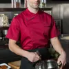 Unisex Chef Uniform Keuken Hotel Cafe Kok Werkkleding Korte Mouw Double-Breasted Chef-kok Jas Tops voor man Vrouwen n5ON #