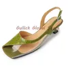 Dress Shoes Elegant Women Summer Green Silver Square Toe Genuine Leather Sandals Mixed Colors Side Buckle Career Soft Cosy