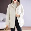 2023 Nouveau mi-longueur hiver col montant veste femmes Parkas vers le bas Cott pardessus femme décontracté épais chaud coupe-vent vestes q30r #