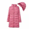 Plus storlek 5xl tjock lg down jacka kvinnor vinter ultra ljus down jacka kvinnor med huva down coat kvinnlig hatt avtagbar l58c#