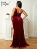 Missord Vino Paillettes Plus Size Sera Dres Donne Elegante Una Spalla Sleevel Drappeggiato Festa di Nozze Prom Dr Veet Abito e3kN #