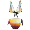 Women's Swimwear Sunset Fields Bikini Swimsuit Bright Print Two Piece Sexy Push Up Bikinis Set Pool High Cut Feminine Biquini