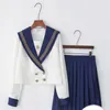 2024 Nowe japońskie mundury szkolne Sailor Tops+spódnica studenci w stylu granatowym