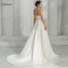 Bepeithy Marfil Satén Una línea de vestidos de boda para las mujeres 2024 Sweetheart Sexy High Slit Sweep Train Novia blanca Boho vestido de novia N9Vj #