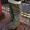 Pantalons pour hommes américains hommes et femmes hip-hop rétro personnalité imprimé léopard couple décontracté lâche jambe large droite denim y2k