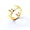 Band Rings Fashion Sier Gold Simple Crown Ring Womens Elegant Irregar Design Adjustable Finger Jewelry Wholesale Ir2103041 Drop Deliv Dh8Kl