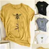 Women'S T-Shirt Womens 24 Colors Women Tee Shirt Bee Print Short Sleeves Crew Neck Cotton Summer Top Clothing S-Xxxl Drop Delivery App Dhpbr