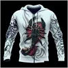 Sweats à capuche pour hommes Sweatshirts Men039S Mens Casual 3D Imprimer Novembre Scorpion Tattoo Man Plover Femmes Sweat-shirt Hiphop Veste Un85 Dhgjn