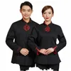 LG manches chinois restaurant serveur uniforme pour homme Hotpot serveur uniforme hôtel cuisine chef veste hôtel travail porter salopette d85v #