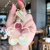 Sleutelhangers Acryl Bloem Sleutelhangers Sakura Autoketting Ring Accessoires Damesmode Schooltas Hangers Tasbedels Schattig Goud Metaal Keyri Dhauy