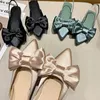 Casual Shoes Sandals And Slippers For Women's Outer Wear 2024 Summer Satin Bow-knot Baotou Flats Europe Goods Fairy Style Fashion