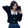 Kadınlar için hırkalar zarif dantel boncuk kazak mahsulü üstleri sokak kıyafetleri gündelik dış giyim Korean LG kol örgü üstleri v2d9#