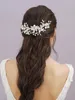 結婚式の髪の毛fr真珠女性のための髪のコーム花嫁合金葉ブライダルサイドヘアバンドfiヘアバンドP08b＃