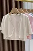 2023 New Summer Women's Short Sleeve Shrug Short Black And White Cape Cardigan Shurg Thin Outwear Cape A8DI#