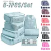 Autre organisation de stockage à domicile 6/7 PCS Set Organisateur de voyage Sacs de rangement Valise Emballage Cubes Cas Portable Armoire Bagages Vêtements Pochette à chaussures Fold Y240329