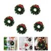 Decorative Flowers 5 Pcs Christmas Wreath Pretend Toys Dollhouse Garland Miniature Xmas Ornament