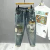 2024 New Ripped Distred Jeans Men's Streetwear Patchwork Fi Hole Hip-hop Baggy Casual Harem Retro Denim Trousers Male e1j0#