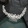 Perles d'eau douce de luxe Sier couleur Tiara peignes à cheveux à la main en cristal femmes accessoires de cheveux de mariage bijoux Fi de mariée 20nB #