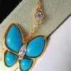 Designer Brand Van new butterfly necklace turquoise collarbone chain s925 sterling silver natural Fritillaria fashionable and versatile pendant