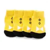 Vêtements pour chiens 4pcs anti-chaussettes pour animaux de compagnie adorables bas chaussures pratiques coton pour chiot (taille XL)