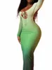 seksowna frt piersi pustka gradient Slim Bodyc Maxi Dr Women Cross Pasp Bacl Chude wieczór Dr Club Party Vestidos 97fl#