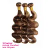 Body Wave Hoogtepunt P4/27 Menselijk Haar Bundels 60Gram 10 Tot 22 Inch Pre-gekleurde Bruin Blond Peruaanse haar Extensions 1/3/5/7 Stuks