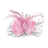 women Fascinator Hat 20s 50s Vintage Solid Color Mesh Veil Headband Fr Feather Pearl Wedding Tea Party Headwear F0cJ#