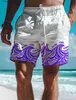 Męskie szorty fale męskie kurort 3D Printed Shorts Swimming Rod elastyczna talia Rod Hawaiian Beach Style Projekt literowych Q240329