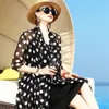 Koreaanse Zomer Vrouwen Strand Chiff Jassen Elegante Jas Lg Vest Jassen Vrouwelijke Polka Dot Zonnebrandcrème Jas Chaqueta Mujer h8Fo #