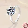 Cluster Rings 2024 S925 Sterling Silver Mosang Stone Women's Ring Crown Six Claw Fashion Light Luxury Temperament Versatile Wedding