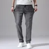 Cott Stretch Jeans Busin Casual Men's Thin Thin Denim Jeans Gray Spring Summer Brand New Fit Traitly Lightweight Z7W1#