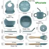 6Pcs Baby Silicone Feeding Set Personalized Names Kids Tableware Childrens Dishes Set Sucker Bowl Maternal and Infant Supplies 240326