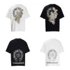 Fashion Mens Classic T-shirts Brand Top T-shirts Ch blanc Pull court à casting décontracté lettre en relief en chevaux sanskrit concepteurs de motifs cross