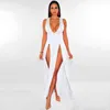 Sexy Woman Club Dr Backl Slevel Deep V-dheck High Talle Slit Maxi Dr Birthday Partia Eleganckie kobiety Dr T8LO#