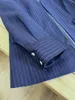 Women's Suits Fenggejiwon Wool Suit With Navy Blue Stripes That Fit Perfectly. The V-neck Design Of Garment