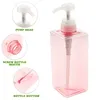 Dispensateur de savon liquide 650 ml bouteille de pompe carrée rechargeable shampooing pour le corps du corps Vis de bocal rose