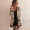 Giacca da donna Giacca da donna da donna in pelle di serpente da donna a maniche lunghe Cardigan Cappotto Giacca da ufficio Y Modello serpente Leopardo 2021 Moda Plus S Dhhnt