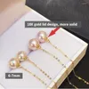 Kolczyki Dangle Real 18k złoto naturalny Akoya Pearl Drop Pure Au750 Linia Ear Simple frędzla dla kobiet drobna biżuteria