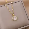 New In Light Luxury Zircon Crystal Stainless Steel Necklaces For Women Korean Fashion Sweet Sexy Female Clavicle Chain Jewelry