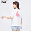 Camiseta feminina semir manga curta t camisa feminina bordado solto fresco topo 2024 verão novo design sentido fruta tshirt casual24329