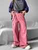 Reddachic Aesthetic Y2K Pink Cargo Spodnie Mężczyźni Multi-kieszeni proste szerokie nogi workowate dżinsy swobodne hiphopowe spodnie Koreańskie streetwear v3kb#