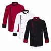 Restaurant Chef Jacket Top Lg manches courtes Hôtel Café Cuisine Vêtements de travail Boulangerie Cuisson Tops Fast Food Chef Uniforme pour hommes b1F7 #