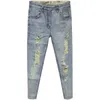 adolescenti Denim Jeans Social Spirit Slim Piedini ritagliati da uomo Fi coreano buco rotto Mendicante pantaloni strappati Jeans denim m8P4 #