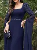 Lucyinlove Luxury Chiff LG Sleeves Navy Evening Dr. LG 2024 Elegante Partido de Casamento Prom Arábia Cocktail Dr. Vestido L75i#