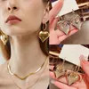 Stud Earrings Heart Huggie Hoop Asymmetric Big For Women Gold Color Fashion Jewelry Girl Gift