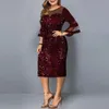 Elegante Vrouwen Formele Dr Lovertjes Netto Garen Plus Size Flare Mouw Bodyc Dr voor Bruiloft Plus Size Vrouwelijke Kleding 24LD #