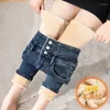 Jeans pour femmes épaississer le crayon skinny pantalon en denim doublé en peluche étirement jeansy chaude vaqueros haut taille bouton de taille spodnie