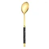 Spoons 1/2/3PCS Marble Pattern Dessert Spoon Creative Handle Nordic European-style Coffee Kitchen Accessories Imitation